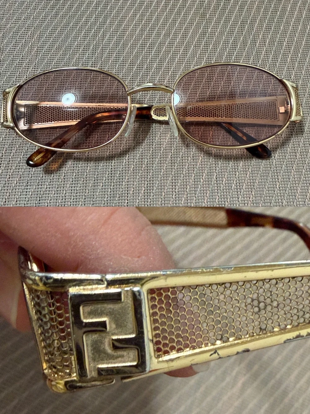 Gold Metal Frame Women's Sunglasses with Light Pink Lenses bifocals